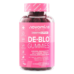 Bottle of Novomins De-Blo gummies