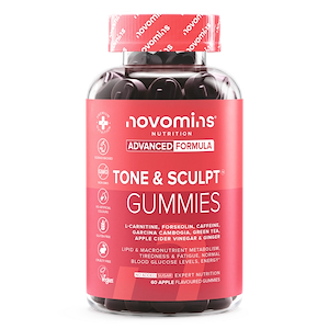 Bottle of Novomins Tone & Sculpt Gummies