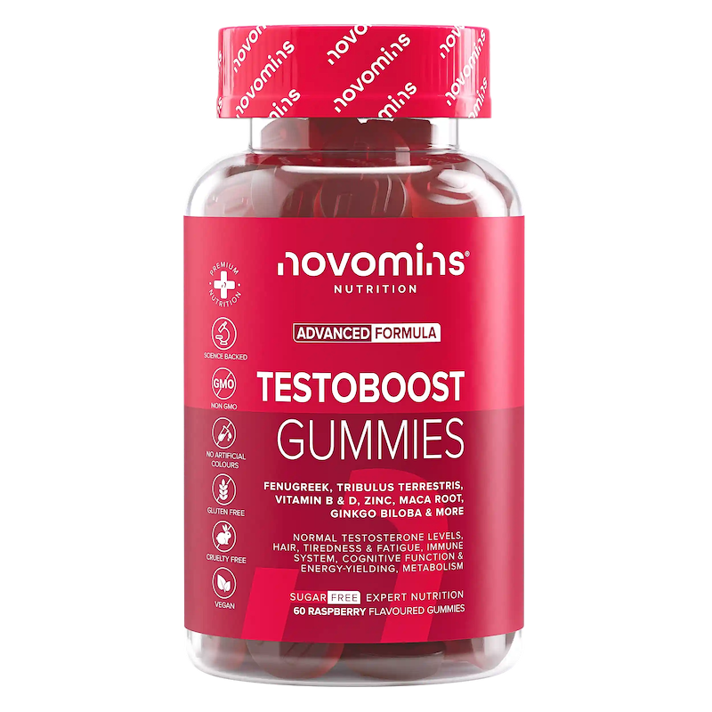novomins testosterone supplements for men with witamin B and D, zinc, maca root, fenugreek, tribulus terrestris, ginko biloba and more