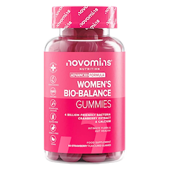 Flasche mit Novomins Bio-Balance Gummies Für Frauen