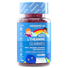 Bottle of Novomins Kids L-Theanine gummies