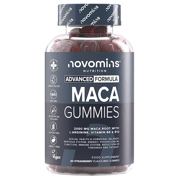 novomins maca gummies with 2000mg of maca root extract for sexual health and hormonal balance