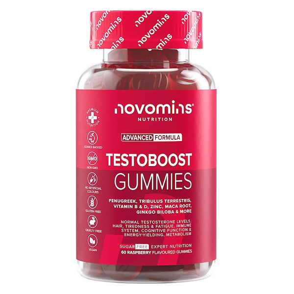novomins testosterone supplements for men with witamin B and D, zinc, maca root, fenugreek, tribulus terrestris, ginko biloba and more