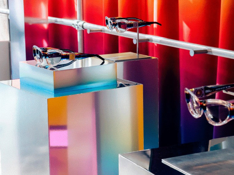 Felipe Pantone x Etnia Barcelona frames displayed at the pop-up store
