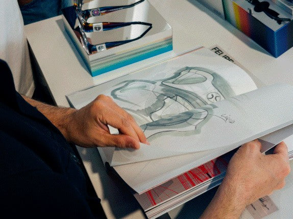 Browsing the design sketches of the Felipe Pantone x Etnia Barcelona capsule