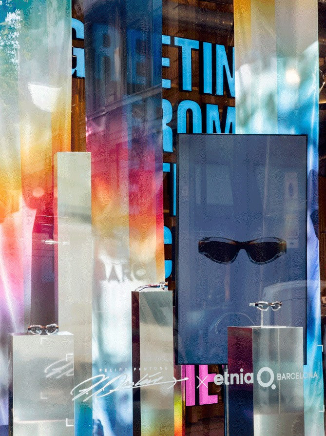 Felipe Pantone x Etnia Barcelona display at the Passeig de Gràcia pop-up