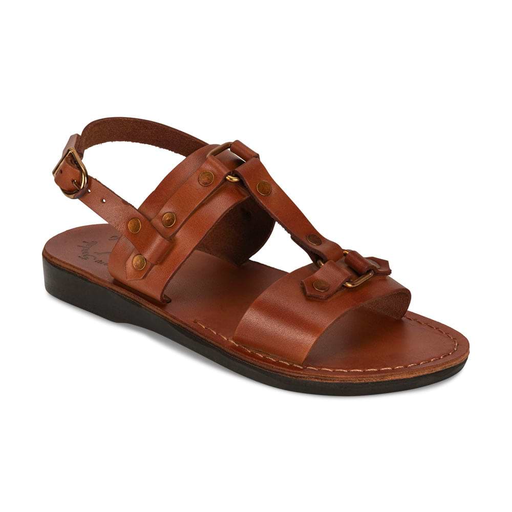 Lyra - Riveted Comfort Leather Sandal | Brown Nubuck