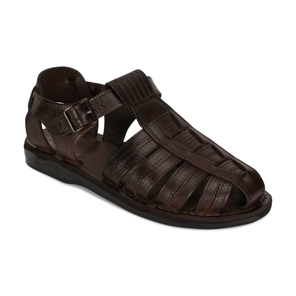 Barak Brown, handmade leather sandals fisherman sandal silhouette. Front View 
