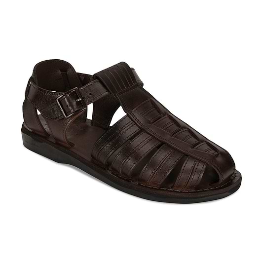 Barak Brown, handmade leather sandals fisherman sandal silhouette. Front View 