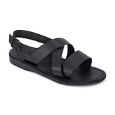 Elisha - Leather Three Strap Sandal | Black