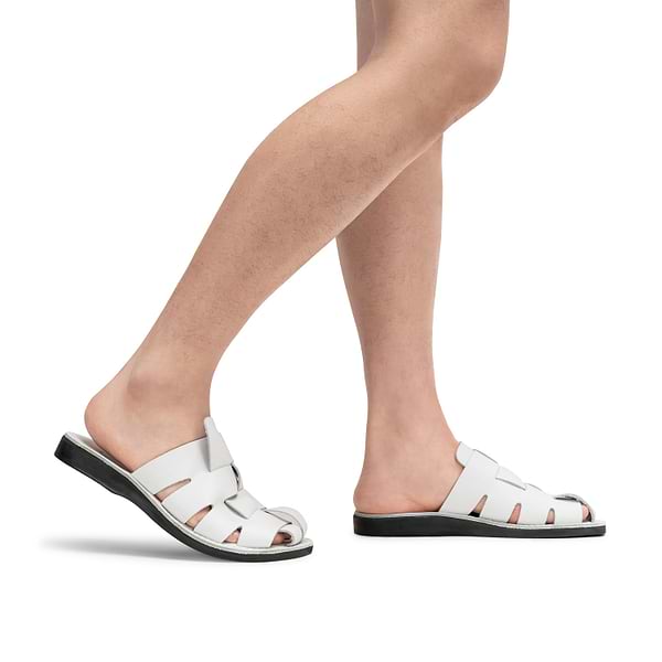 Sailor - Leather Braided Mule Slide | White