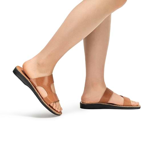 June - Leather Side Strap Sandal | Tan