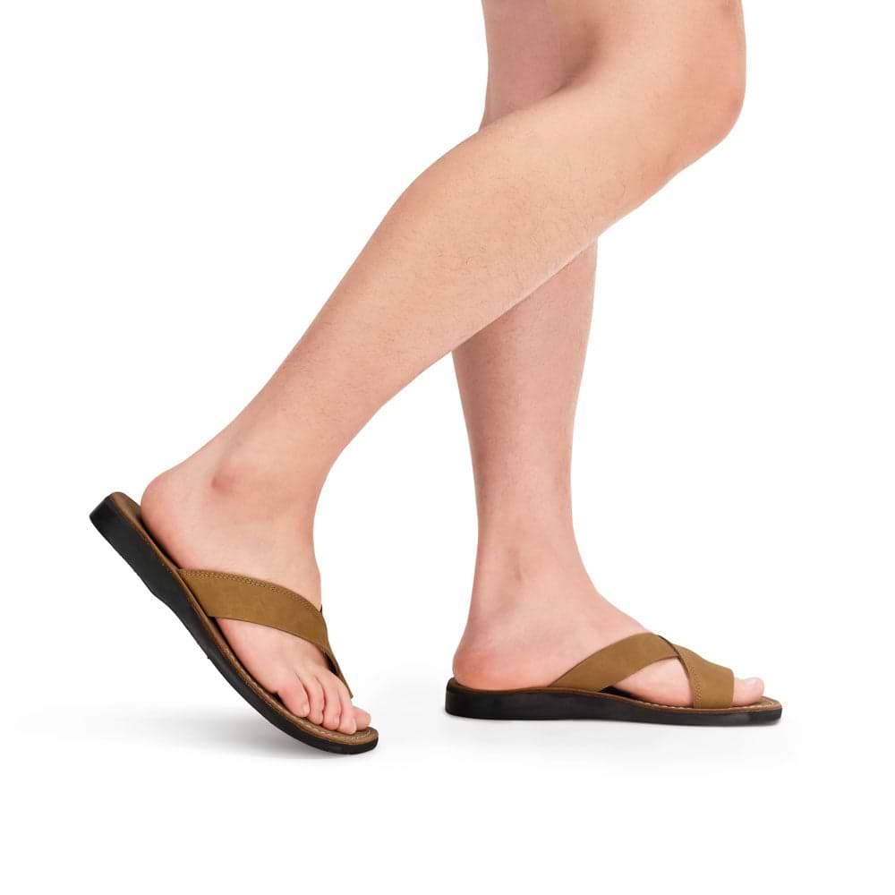 Echo - Modern Minimalist Toe Loop Sandal | Tan Nubuck