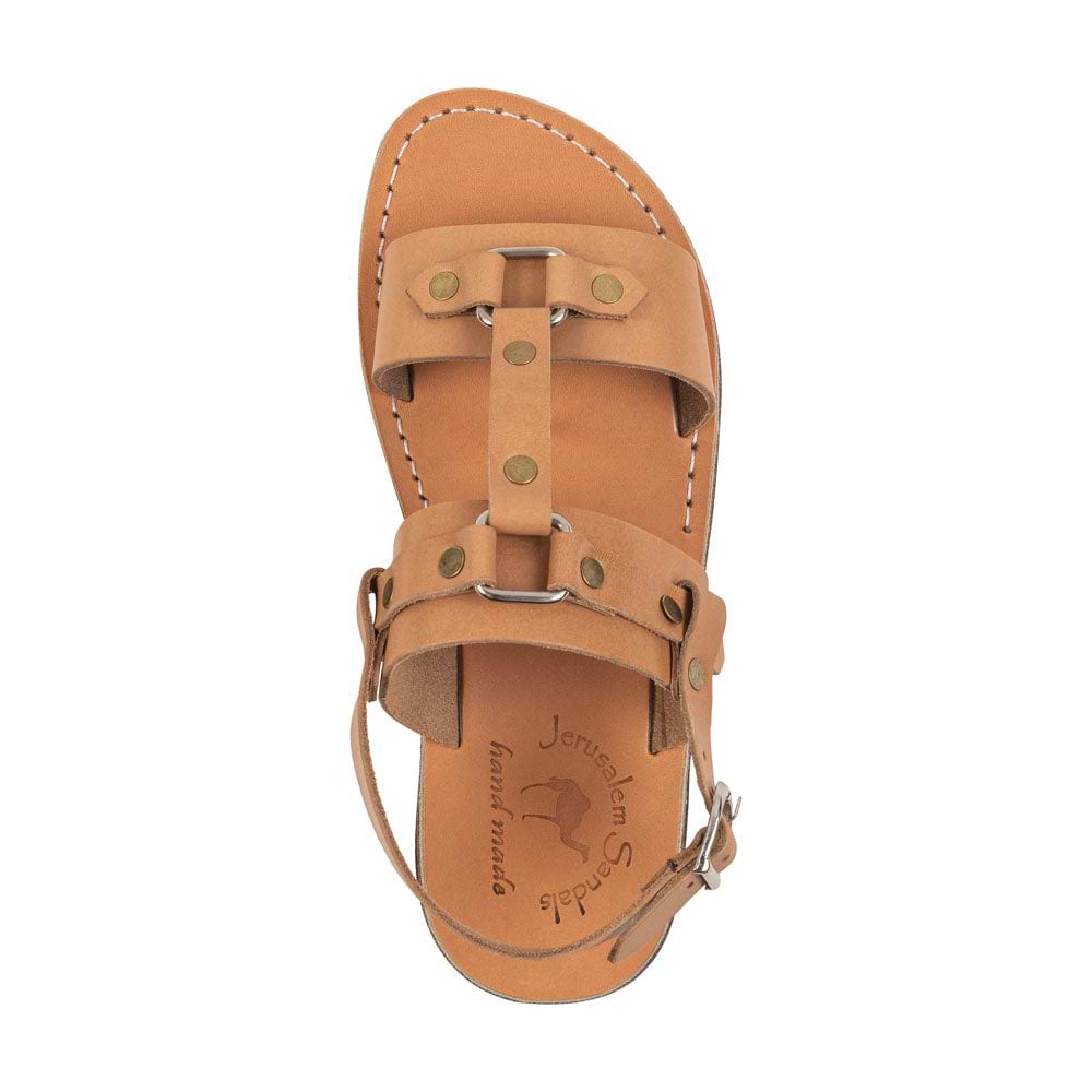 Lyra - Riveted Comfort Leather Sandal | Tan
