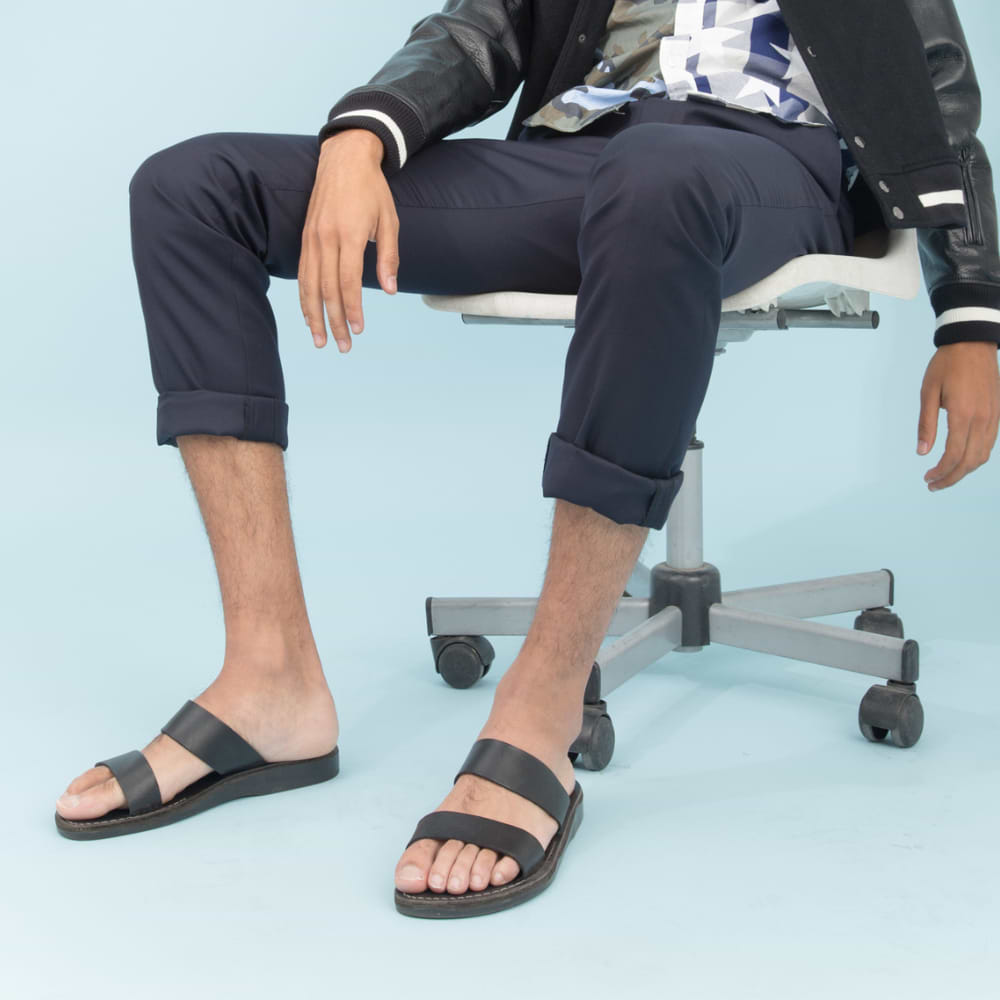 Aviv - Leather Double Strap Sandal | Black