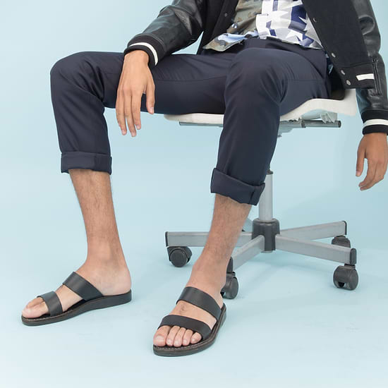 Aviv - Leather Double Strap Sandal | Black