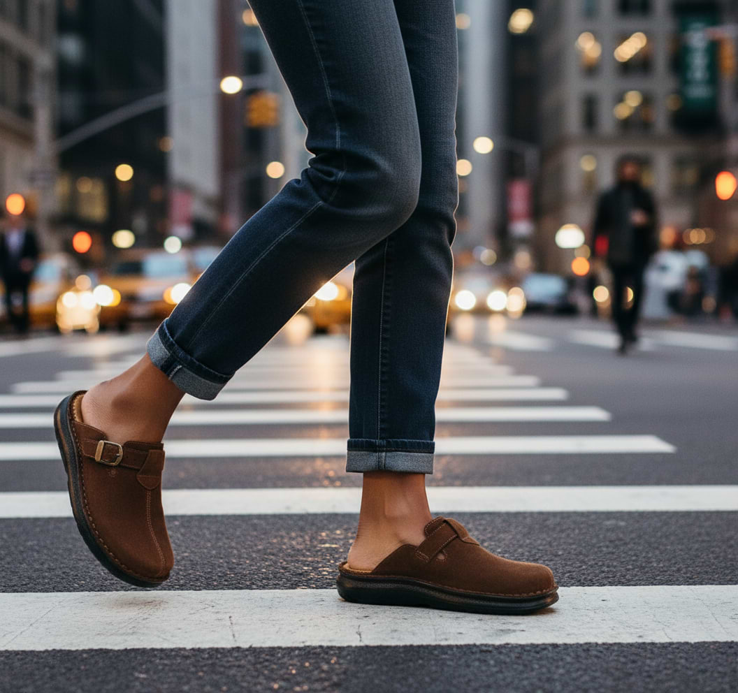 Nomad - Front Seam Suede Leather Clog | Honey Suede