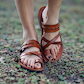 Rachel - Leather Criss Cross Sandal | Honey