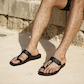 David - Leather Open Toe Sandal | Black