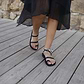 Ella - Leather Ankle Strap Flat Sandal | Black