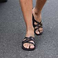 Gad - Leather Criss Cross Strap Sandal | Black