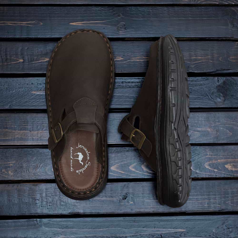 Sawyer - Leather Clog-Toe Sandal | Brown Nubuck