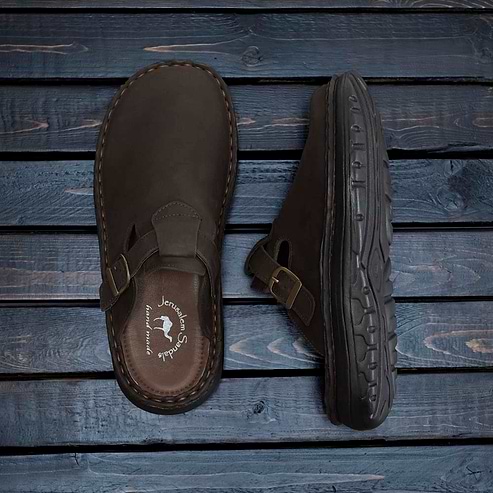 Sawyer - Leather Clog-Toe Sandal | Brown Nubuck