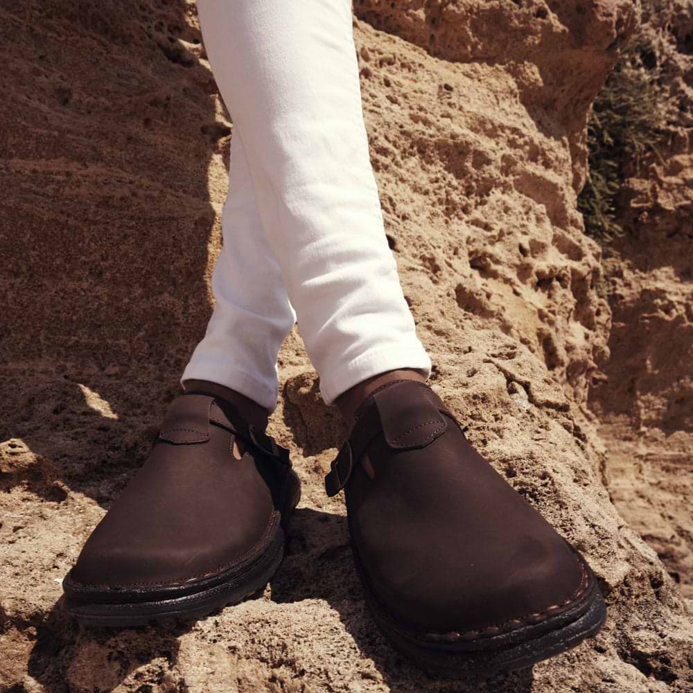 Sawyer - Leather Clog-Toe Sandal | Brown Nubuck