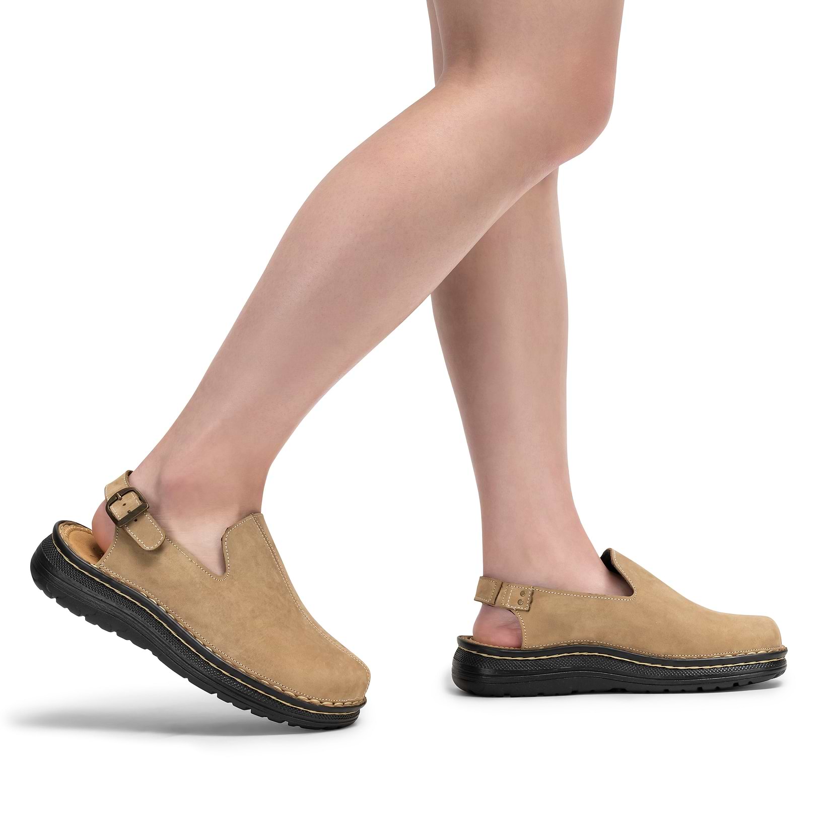 Anchor - Back-Strap Leather Clog | Olive Nubuck