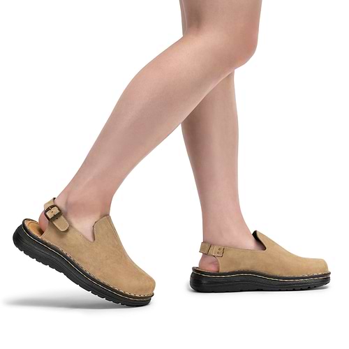 Anchor - Back-Strap Leather Clog | Olive Nubuck