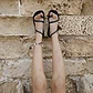 Ella - Leather Ankle Strap Flat Sandal | Black