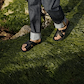 Asher - Leather Slide On Sandal | Black