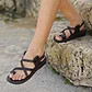 The Good Shepherd Buckle - Leather Toe Loop Sandal | Brown
