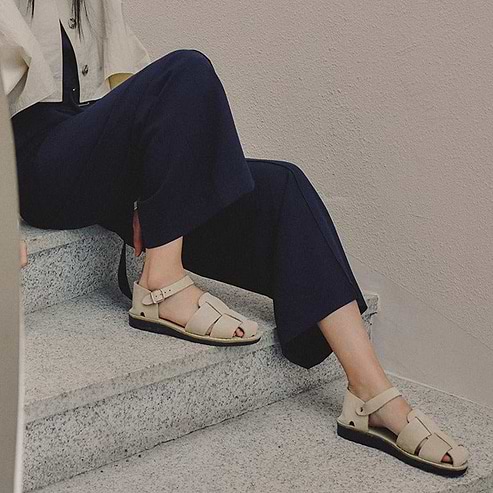 Gemma - Leather Adjustable Strap Sandal | White Nubuck