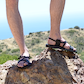 The Good Shepherd Buckle - Leather Toe Loop Sandal | Black