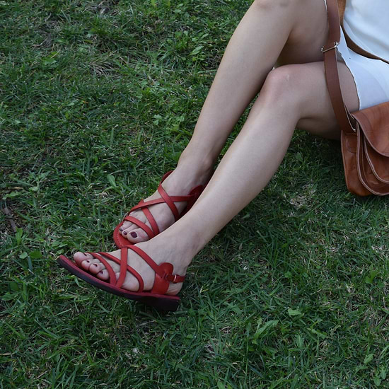 Tzippora - Leather Strappy Slingback Sandal | Red