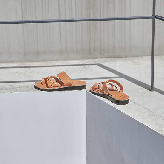 The Good Shepherd - Leather Toe Loop Slide | Tan