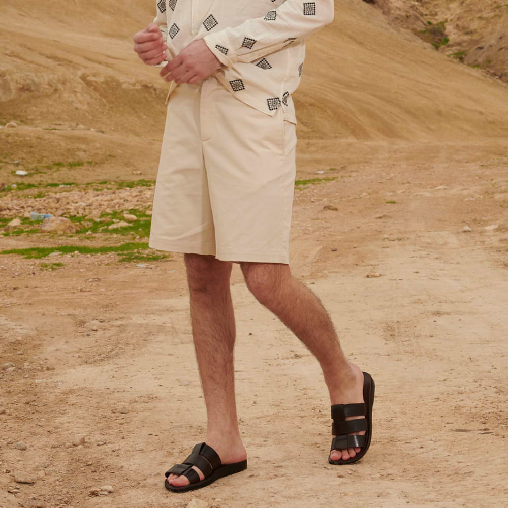 Micah - Leather Double Strap Sandal | Brown