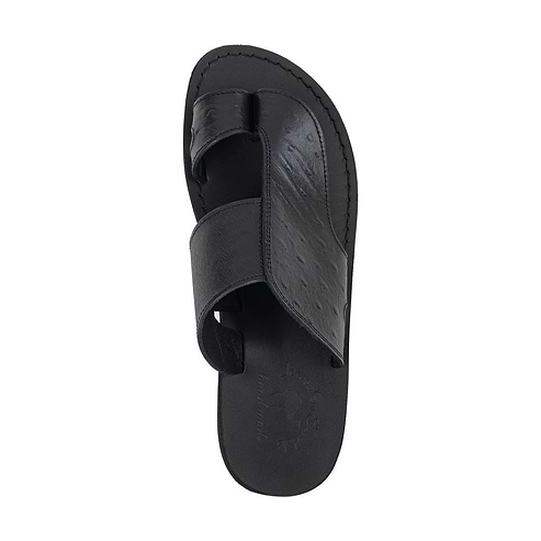 Peter LE - Leather Toe Strap Sandal | Black Ostrich