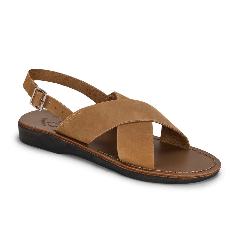 Elan Buckle - Leather Thick Strap Sandal | Tan Nubuck