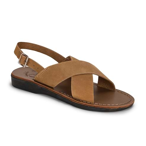 Elan Buckle - Leather Thick Strap Sandal | Tan Nubuck
