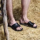 Bashan - Leather Wide Strap Slide Sandal | Black