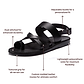 Amos - Leather Ankle Strap Flat Sandal | Black