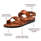 Amos - Leather Ankle Strap Flat Sandal | Honey