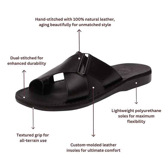 Asher - Leather Slide On Sandal | Black