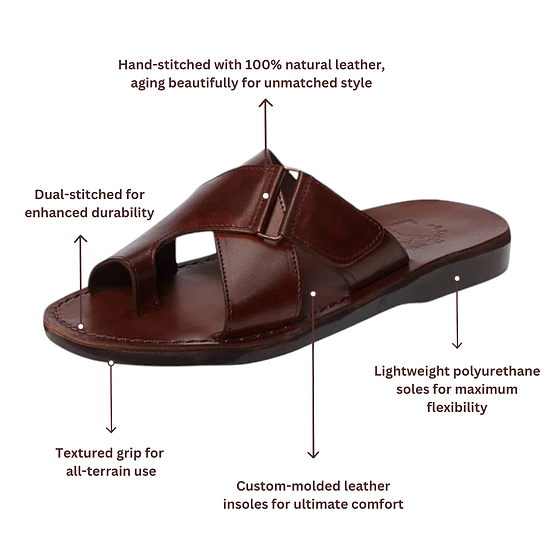 Asher - Leather Slide On Sandal | Brown