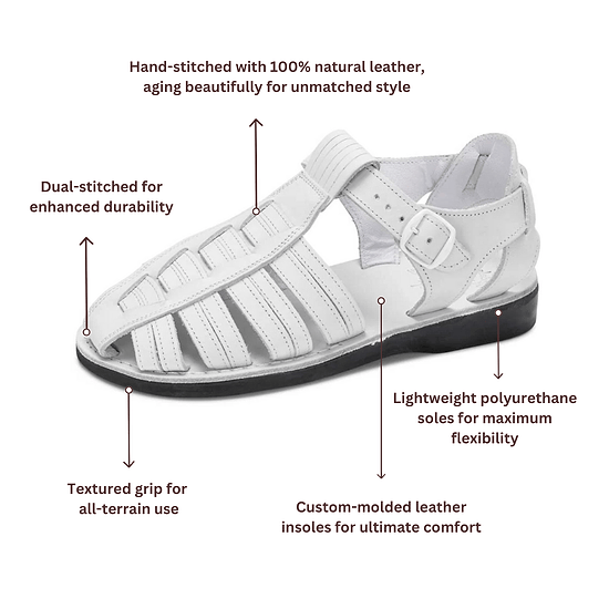 Barak - Leather Closed Toe Sandal | White