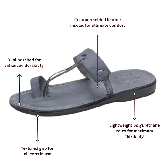 David - Leather Open Toe Sandal | Grey