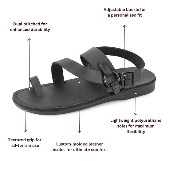 Gabriel - Leather Toe Loop Sandal | Black