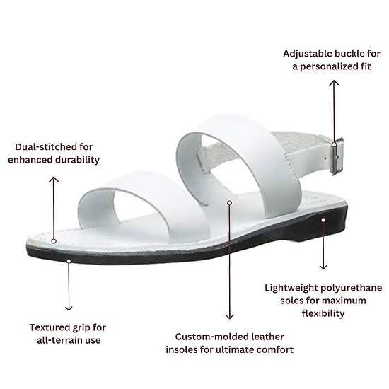 Golan - Leather Two Strap Sandal | White
